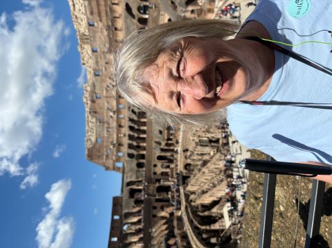 Colleen is at the Roman colosseum 